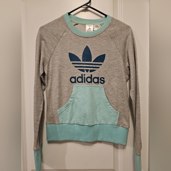Adidas SAMPLE sweatshirt Womens M Teal/Grey - Picture 1 of 3